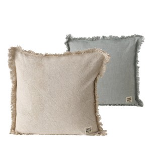 Boltze Kissen Lenea, 2er-Set in Beige und Grün, 45x45 cm, mit Fransen.
