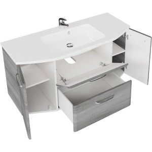 Pelipal Waschplatz Quickset 328, Graphit Struktur quer, 112 cm mit Marmorwaschtisch.