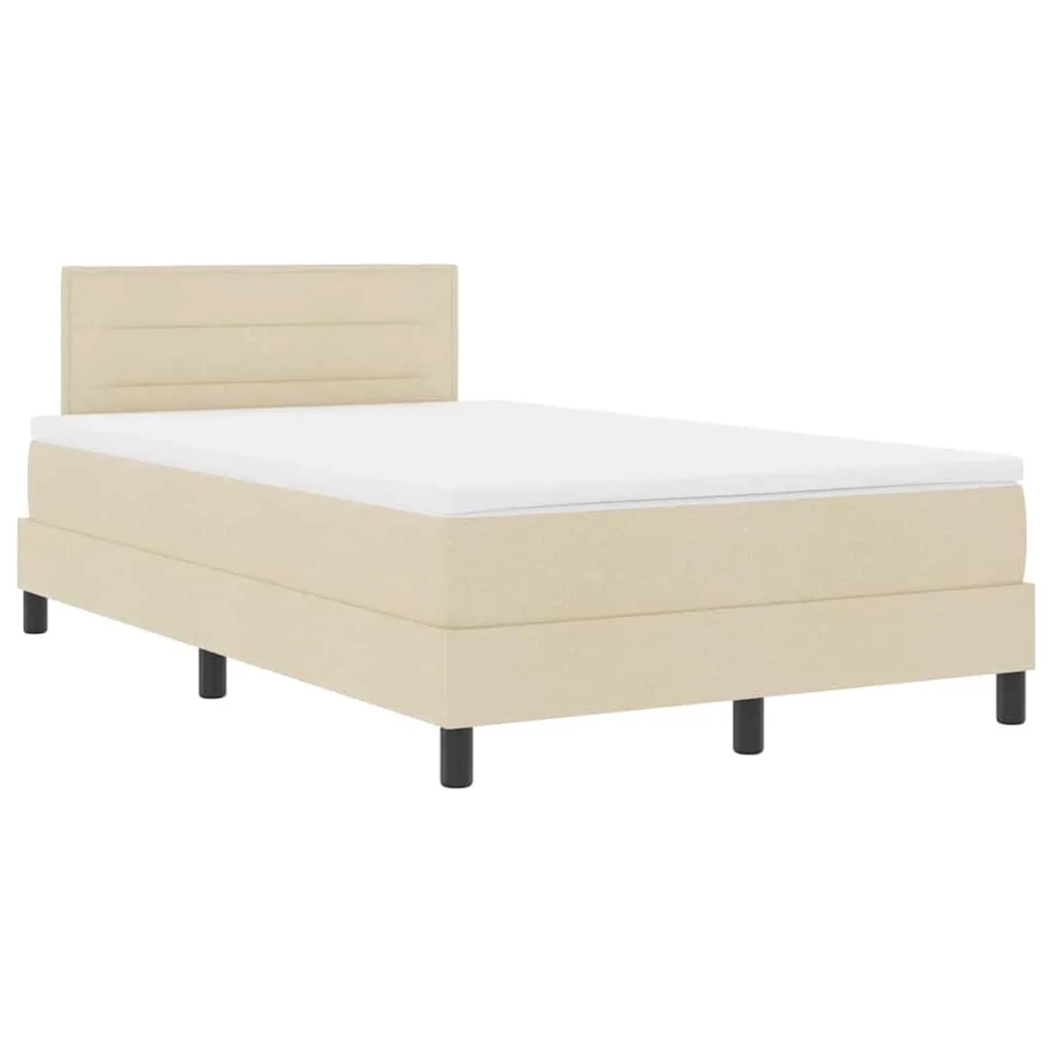 vidaXL Boxspringbett mit Matratze Creme 120 x 200 cm Stoff 3338606
