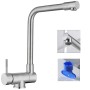 AICA Wasserhahn Faltbare 360° Drehbare Silber Küchenarmatur 304 Edelstahl Hochdruckfest Mischbatterie Spültischarmatur