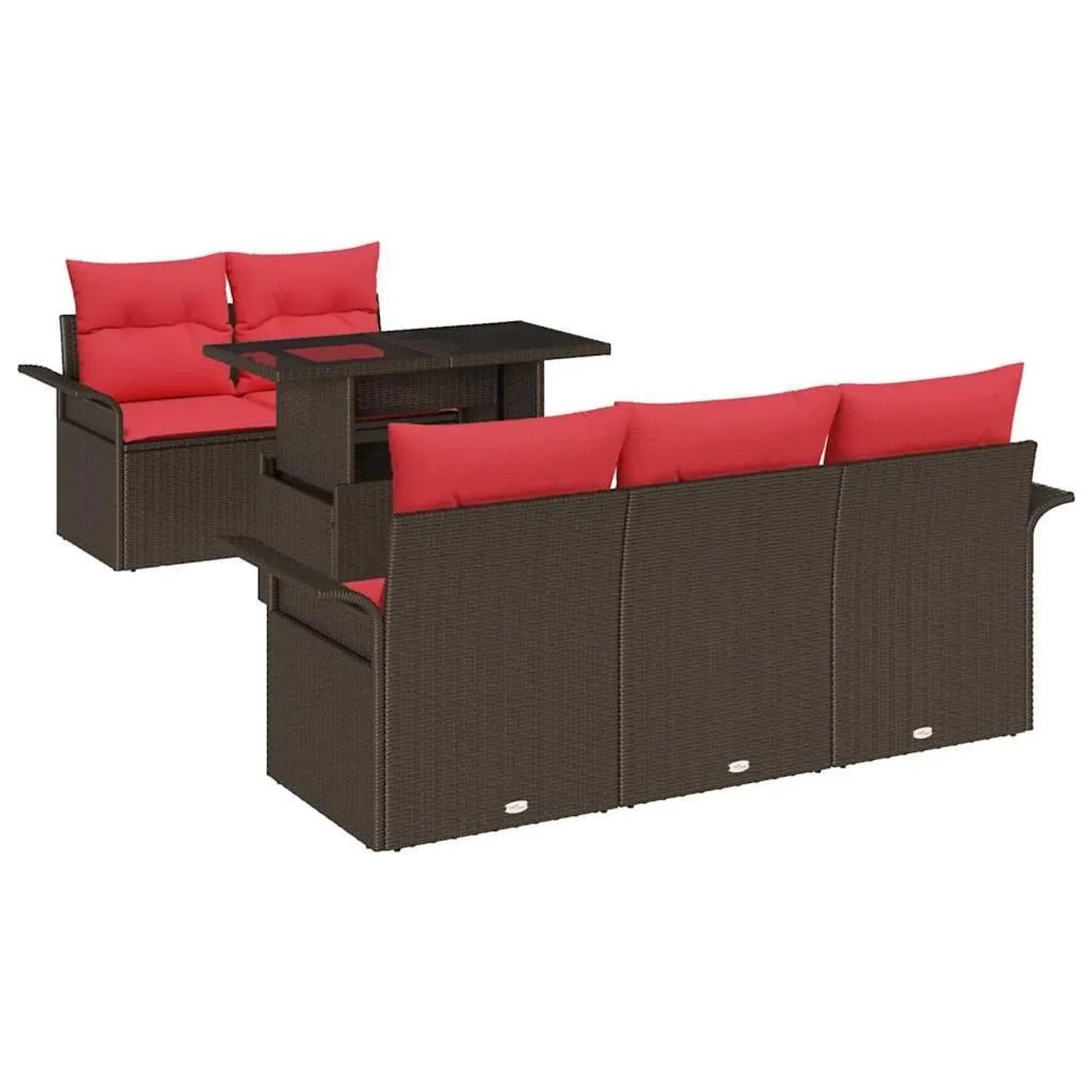 vidaXL Gartensofa-set mit Kissen 6 Stk Braun Poly-Rattan 3348200