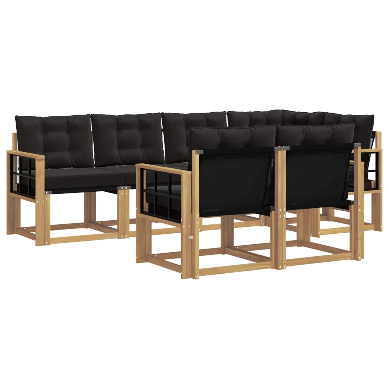 vidaXL Outdoor-Sofagarnitur mit Kissen 7-Tlg Weiß und Schwarz 3389578