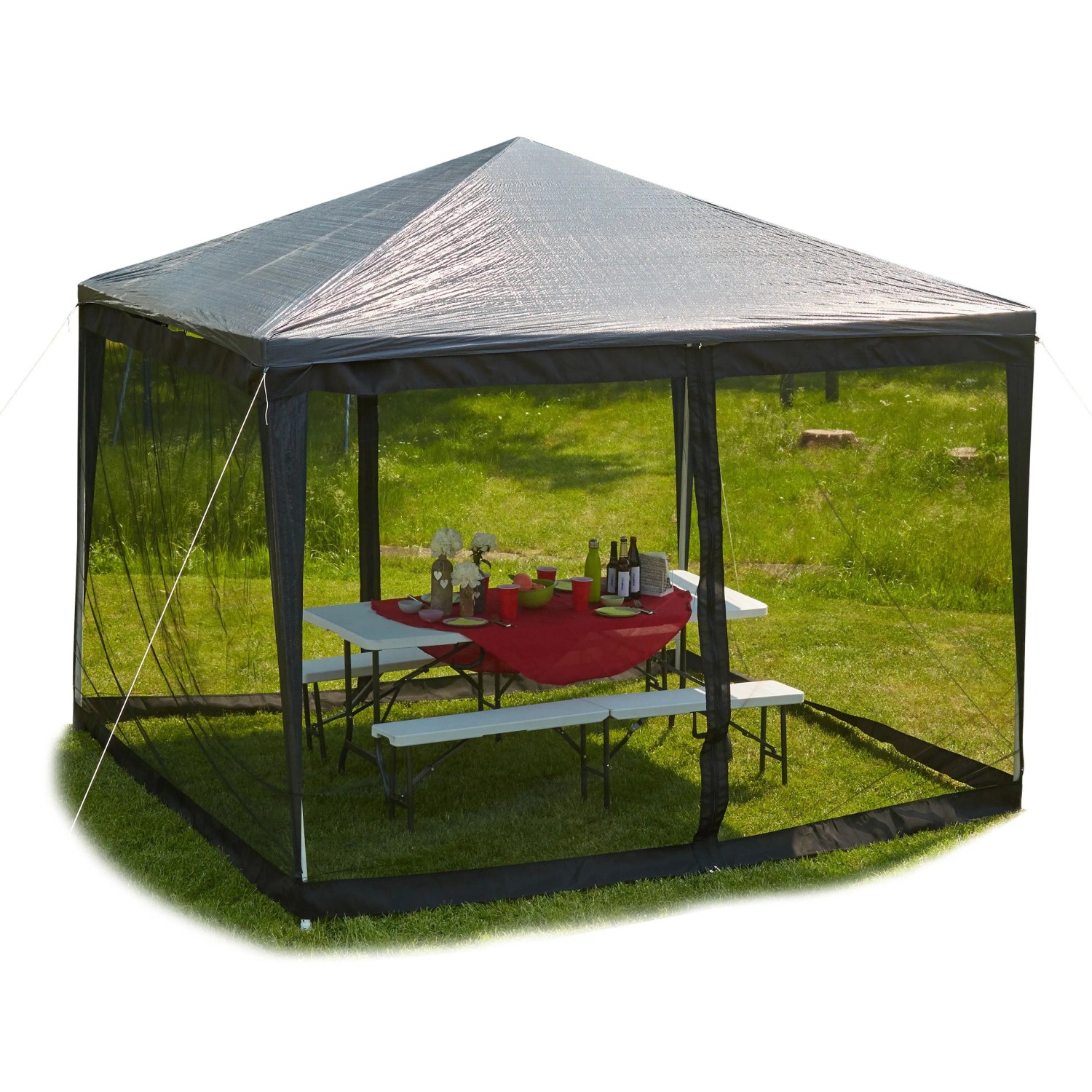 Relaxdays Moskitonetz Netzstoff Schwarz Feinmaschig mit Reißverschluss 12 m x 2 m x 6 m 1,25 kg