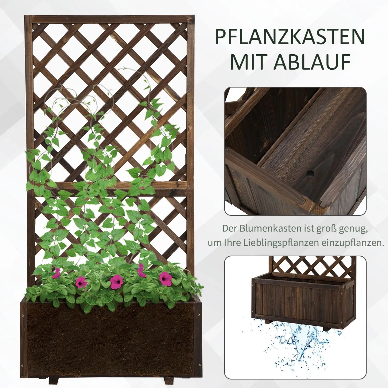 Outsunny Garten-Bett Tannenholz Braun 72,5L x 31,5B x 149,5H cm_5