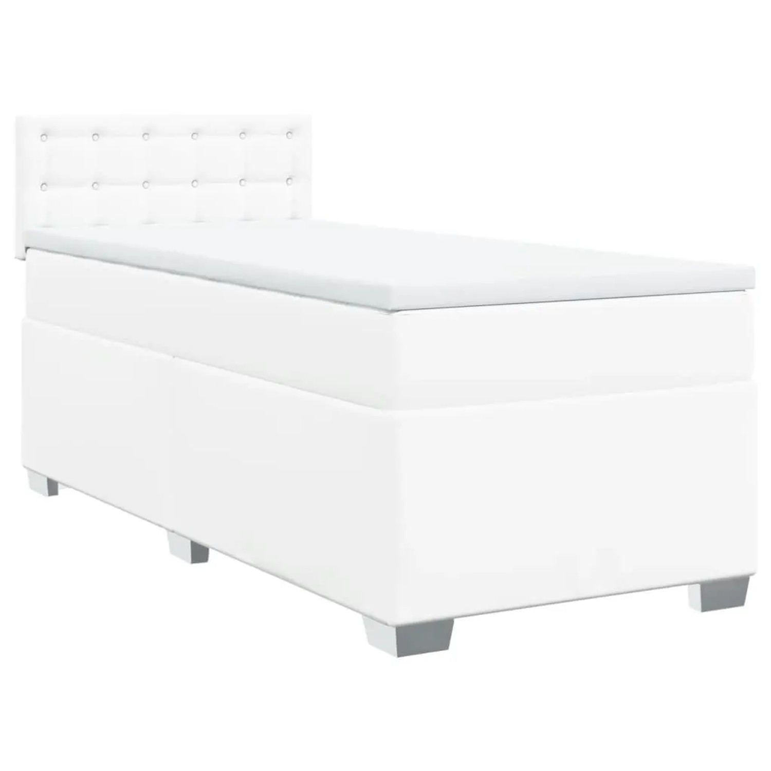 vidaXL Boxspringbett mit Matratze Weiß 80x200 cm Kunstleder 3288397 günstig online kaufen