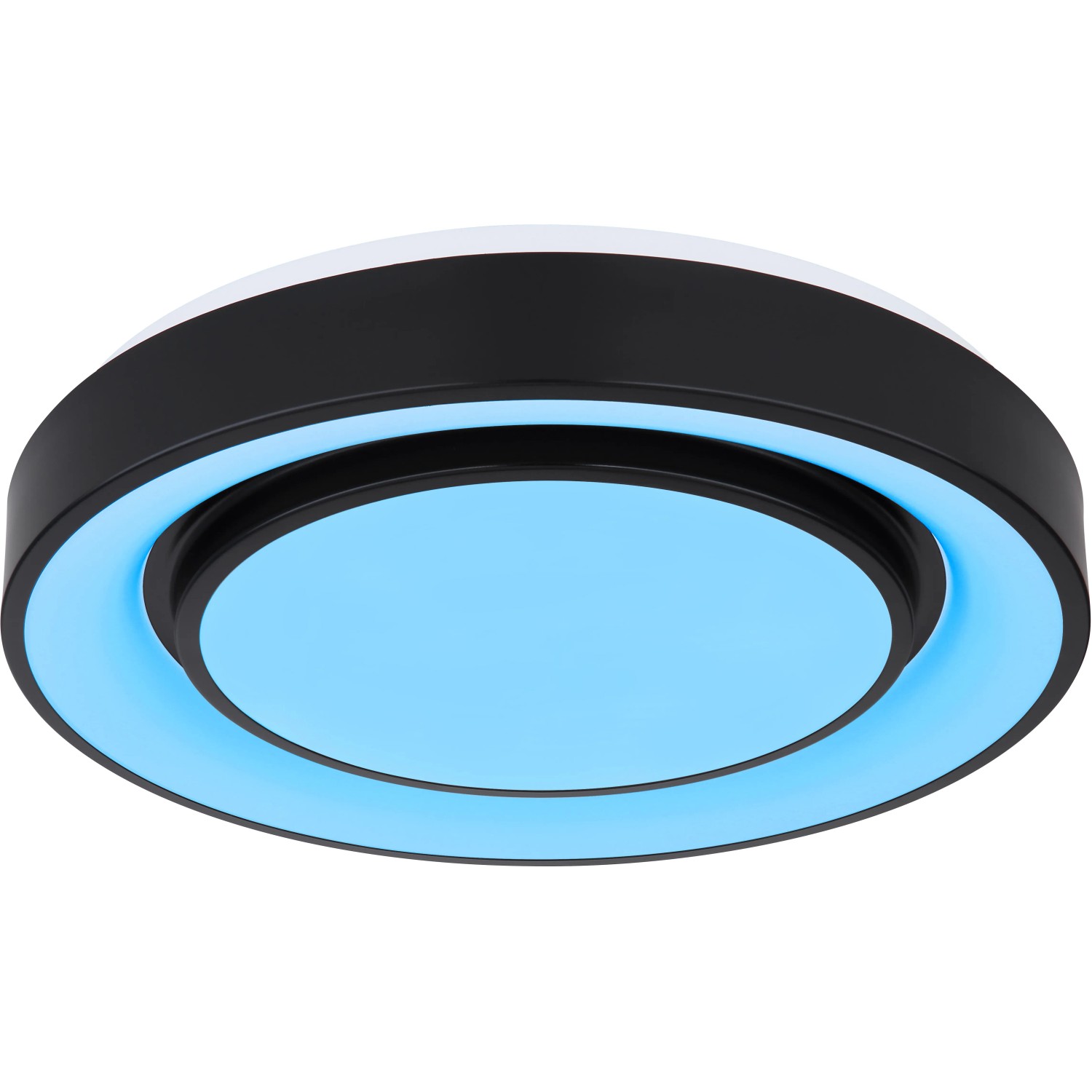 Schwarze LED Deckenleuchte Sully, Ø 38cm, mit RGB und Farbwechsel für stimmungsvolles Licht.