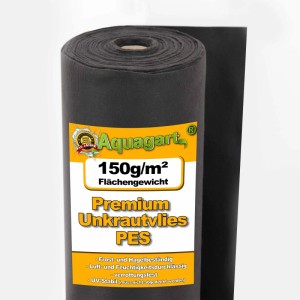 Aquagart Unkrautvlies 150g, 1,5m breit, auf Rolle. Gartenvlies für Unkrautbekämpfung im Garten.