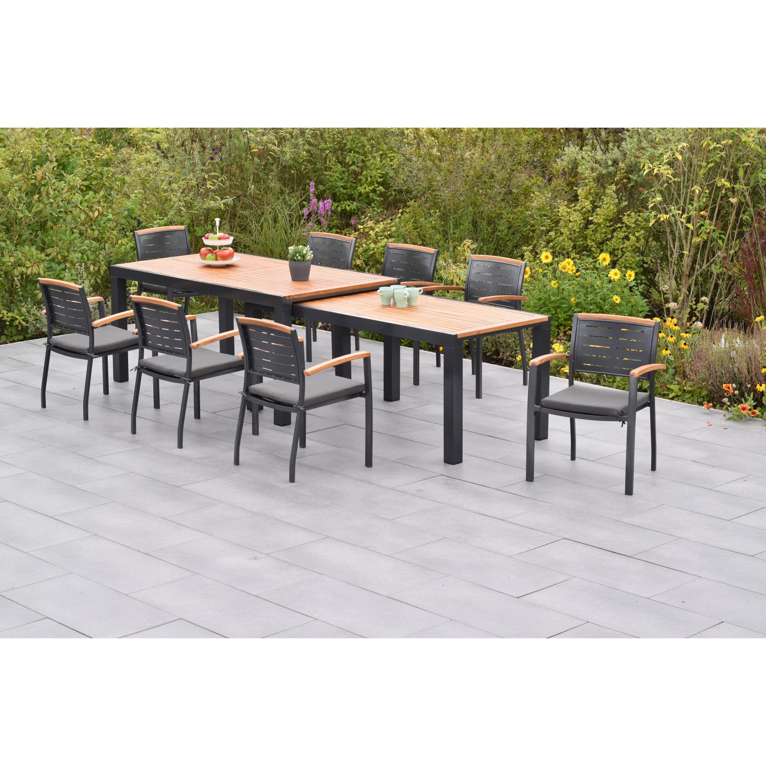 Merxx Tinos Set 17-tlg. Flex-Gartentisch Ausziehbar 180/360 x 100cm inkl. K günstig online kaufen