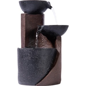 Dobar Zimmerbrunnen Kaskade in Steinoptik mit drei Stufen und Deko-Steinen.