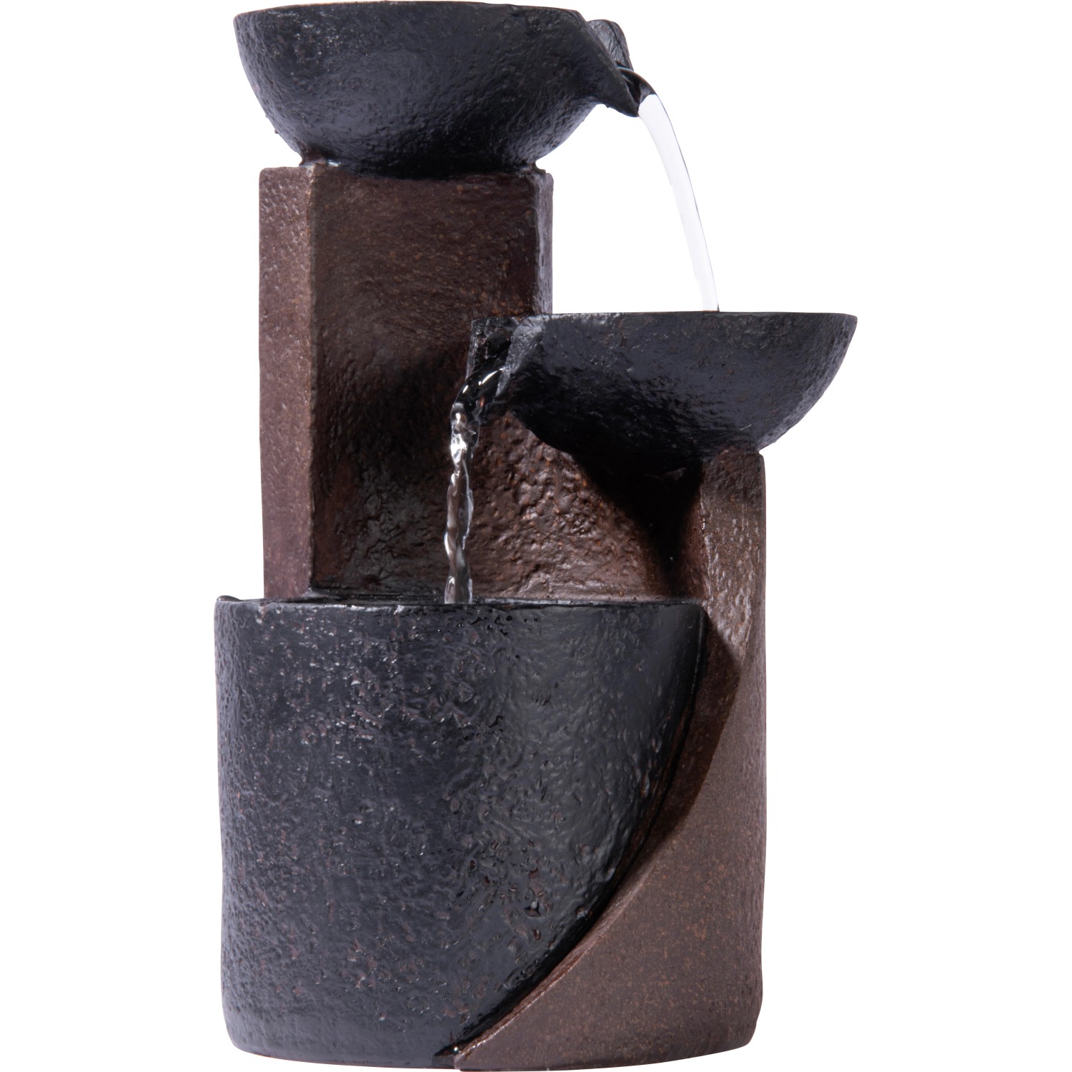 Dobar Zimmerbrunnen Kaskade in Steinoptik mit drei Stufen und Deko-Steinen.