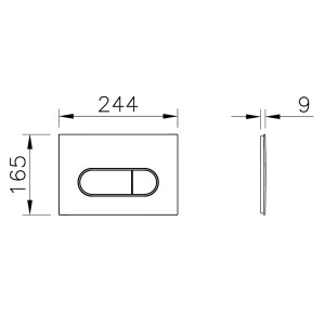Pianura Betätigungsplatte Duo R EASYPro Chrom, Maße: 244x165x9 mm, für Unterputz-Spülkästen.