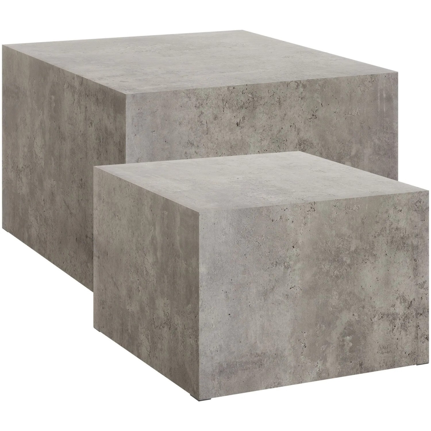 Tectake 2Er Set Couchtische Lacey 60 x 60 x 40 cm   50 x 50 x 35 cm  Betonoptik Keine Montage  60 x 60 x 40 cm Beton Optik