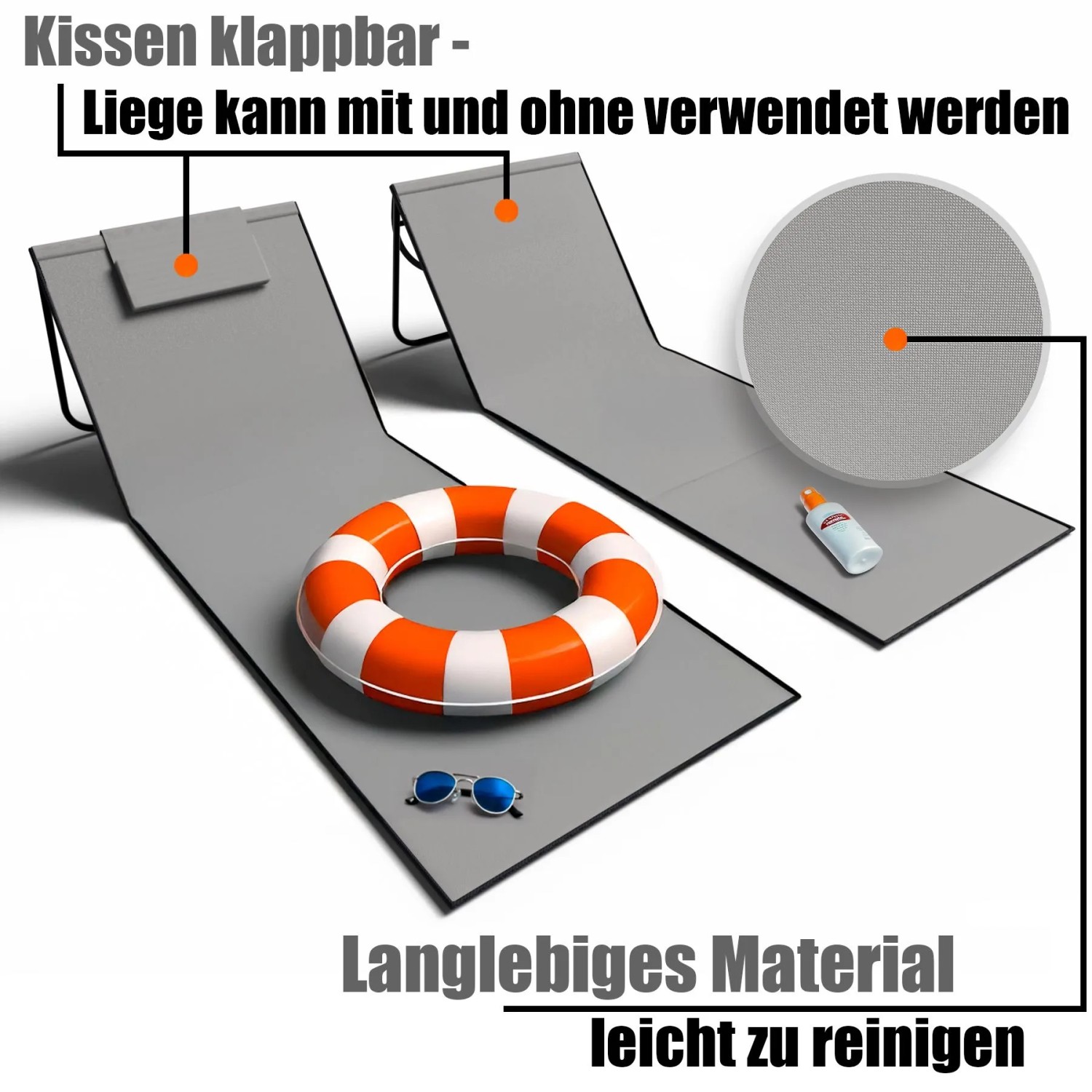 BigDean 2x Strandliege Strandstuhl Klappbar Leicht Nur 1 3 kg Strandmatte_7