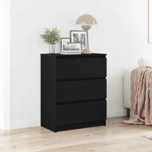 Schwarzes Sideboard in Eichen-Optik mit 3 Schubladen von vidaXL, 60x35x76 cm.
