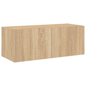 VidaXL TV-Wandschrank mit LED, Sonoma-Eiche, 80x35x31 cm. Hängender Schrank mit zwei Fächern.
