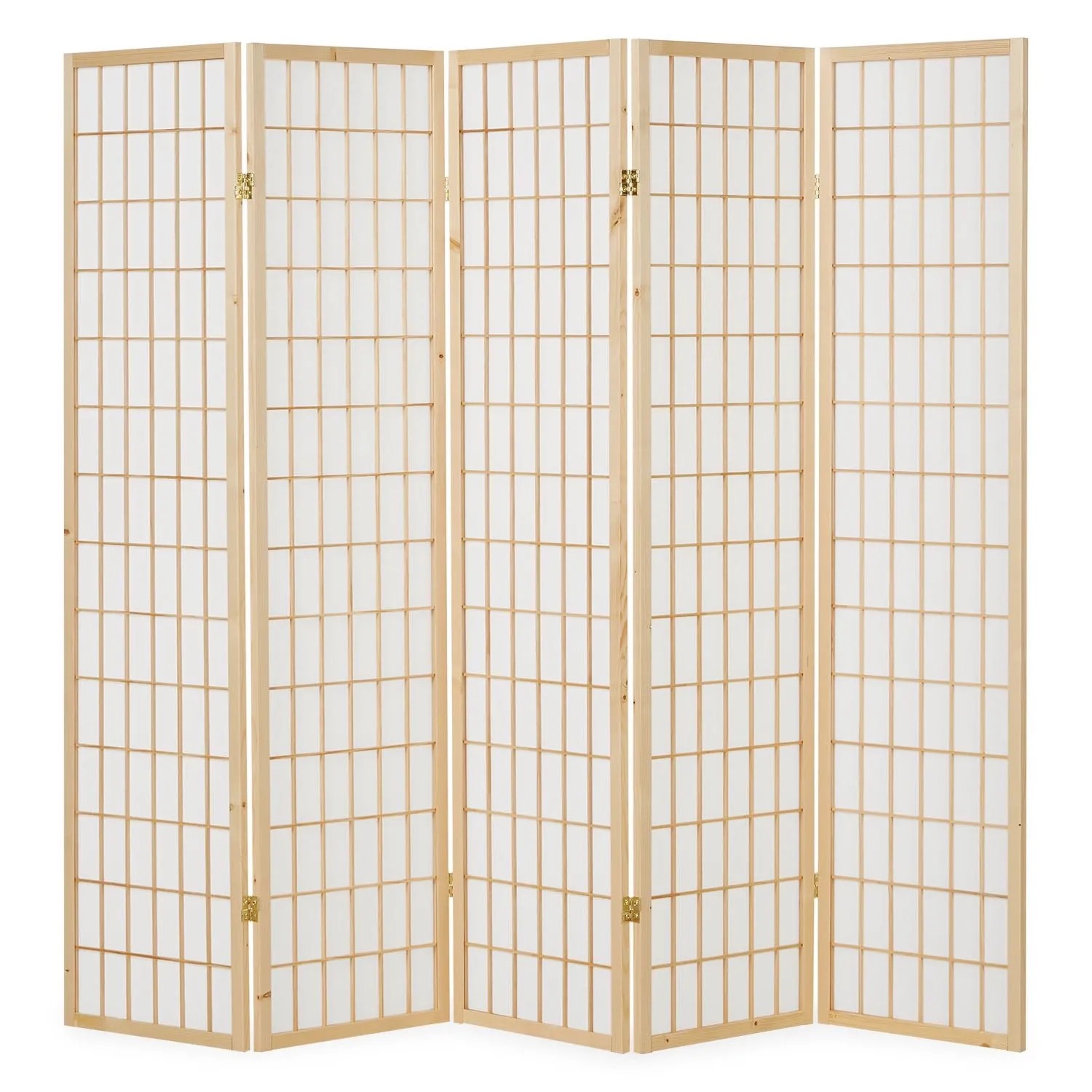 Homestyle4u 5-tlg. Paravent in Braun 220x175 cm 76