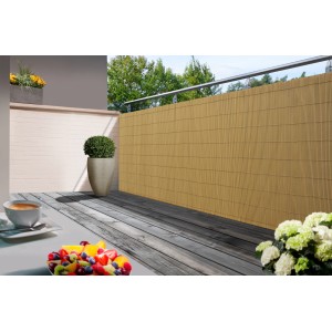 Floraworld Bambus Sichtschutzmatte eco superior auf einer Terrasse.