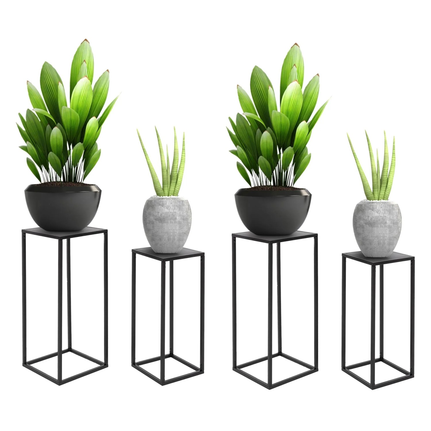 ML-Design Pflanzenständer Metall 4er Set Schwarz 20x60x20/30x70x30 cm kaufen bei OBI