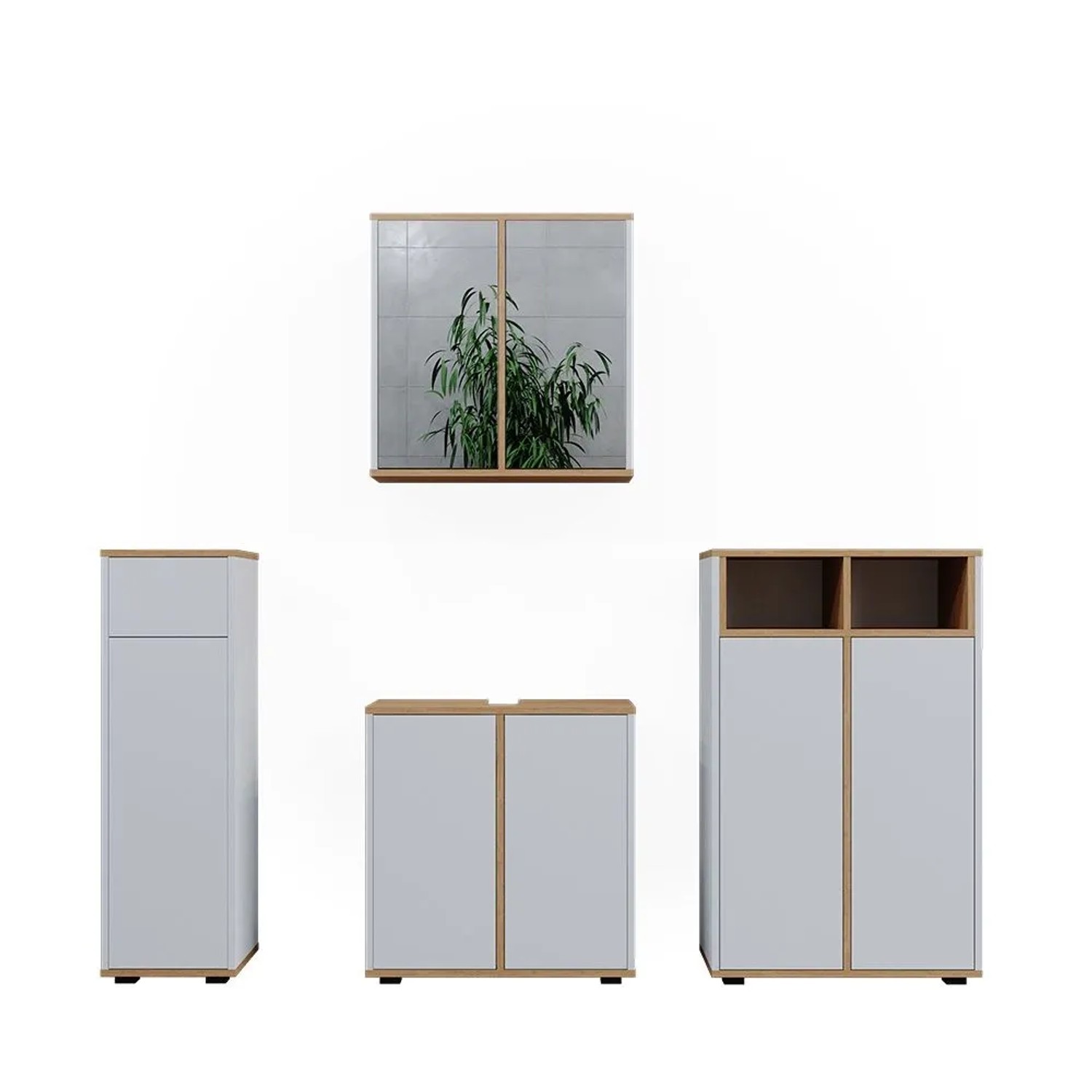 Vicco Badmöbel-Set Didi Weiß/Artisan-Eiche 60 x 62 4-teilig