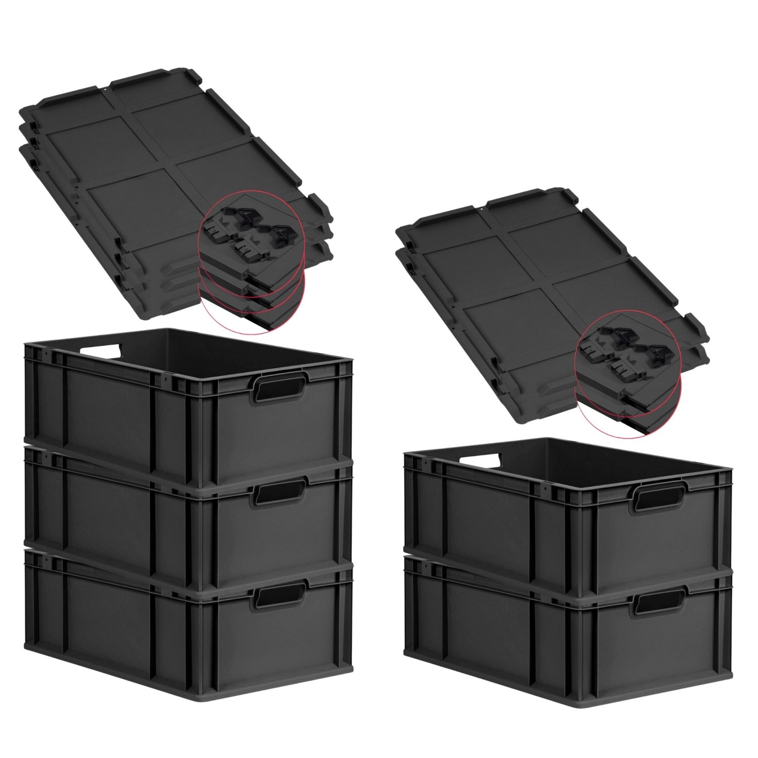 PROREGAL SuperSparSet 5x Eurobox Nextgen Grip Mit Scharnierdeckel Und Schwa günstig online kaufen