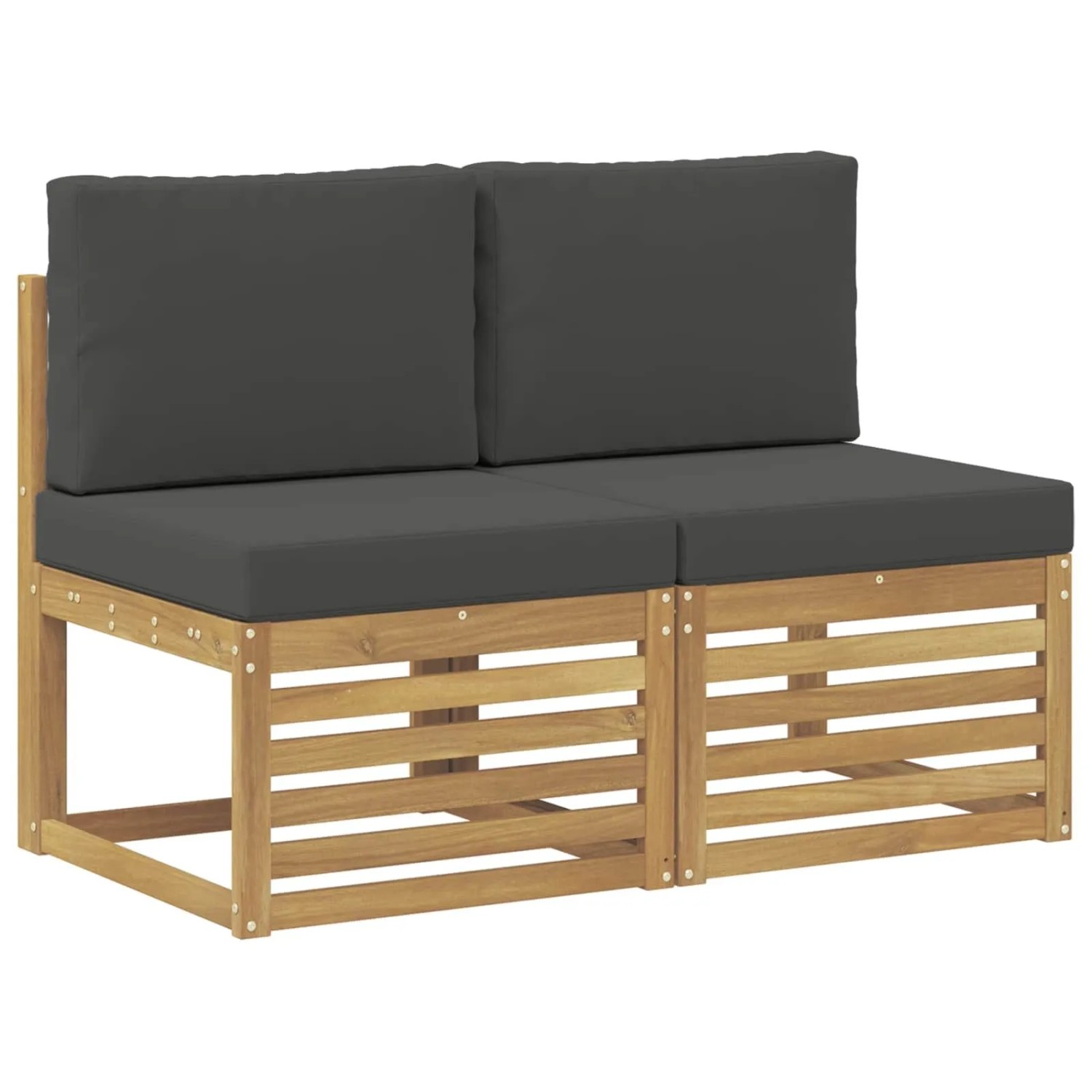 vidaXL 2 Stück Outdoor Mittelsofa Massivholz Akazie Weiß 901501