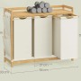 Songmics Wäschesammler Rocki mit 3 Fächern, Ablage und seitlichen Taschen. Eiche-Weißes Design.
