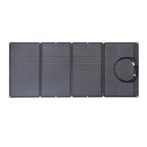 Zusammengefaltetes EcoFlow Solarpanel 160W, schwarz, für Solaranlagen mit Kabel.