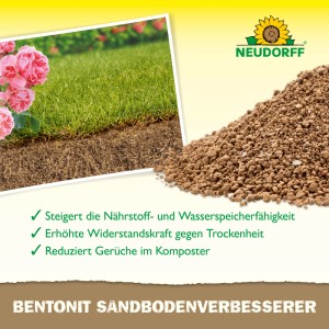 Neudorff Bentonit Sandboden-Verbesserer: Tonmineral-Mehl für bessere Bodenstruktur und Nährstoffspeicherung.