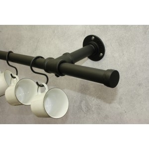 Gardinia S-Haken Industrial Home, Ø 25 mm, Schwarz, 10er-Set an Stilgarnitur mit Tassen.