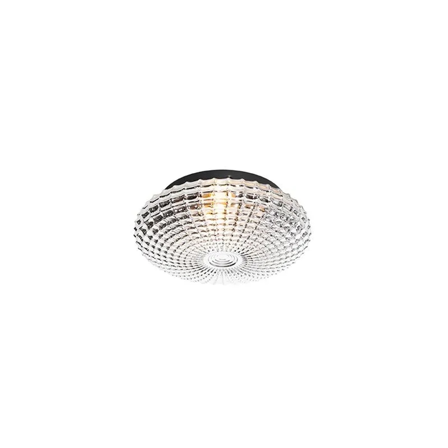 QAZQA Klassische Deckenleuchte Schwarz mit Rauchglas 23 cm IP44 Nohmi