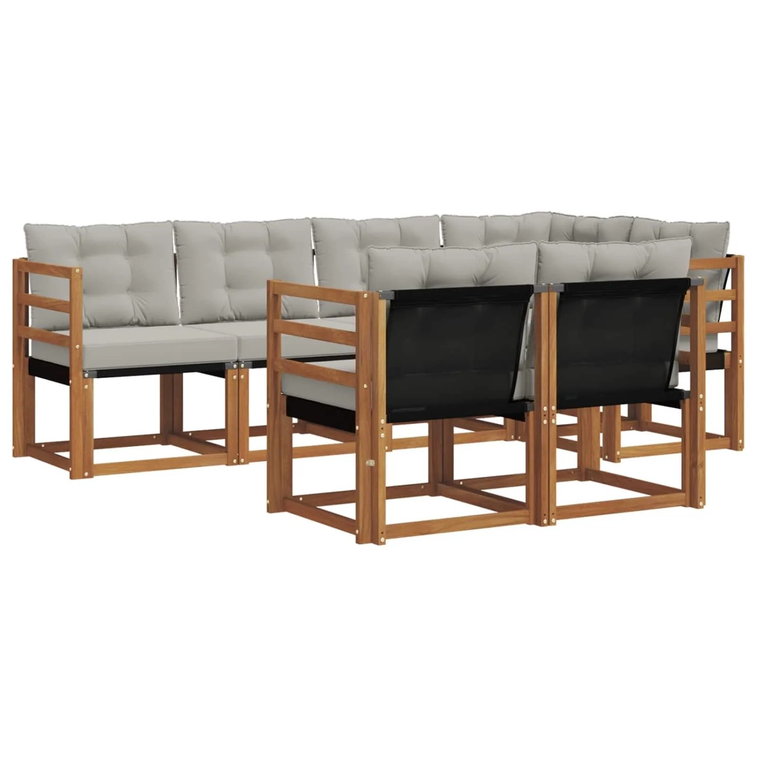 vidaXL Outdoor-Sofagarnitur mit Kissen 7-Tlg Natur und Hellgrau 3368750