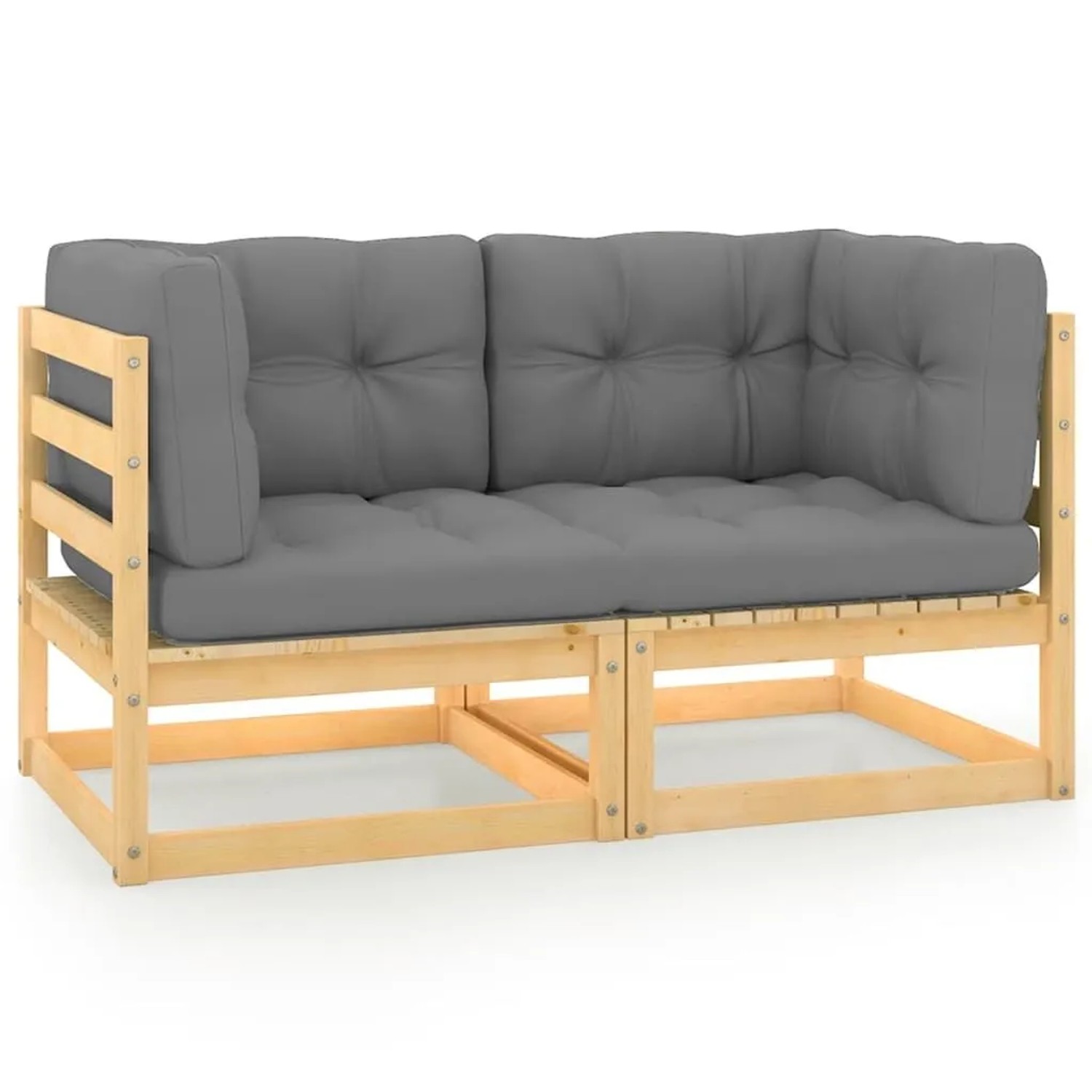 vidaXL Gartensofa 2-Sitzer mit Kissen Kiefer Massivholz 805730
