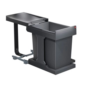 HAILO Abfallsammler Mülleimer Solo 20L Dunkelgrau mit Ausfahrautomatik 3636001