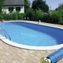 Ovaler Summer Fun Stahlwandpool Florida (700x350x150 cm) mit Leiter und Poolabdeckung.