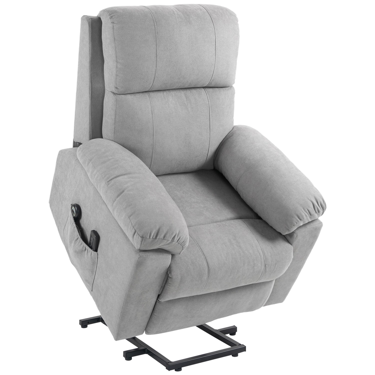 HOMCOM Sessel mit Aufstehhilfe Polyester Stahl Hellgrau 89L x 99B x 103H cm