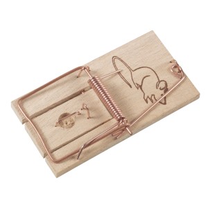 Klassische Schlag-Mäusefalle aus Buchenholz, 2er-Set mit Köderbügel.