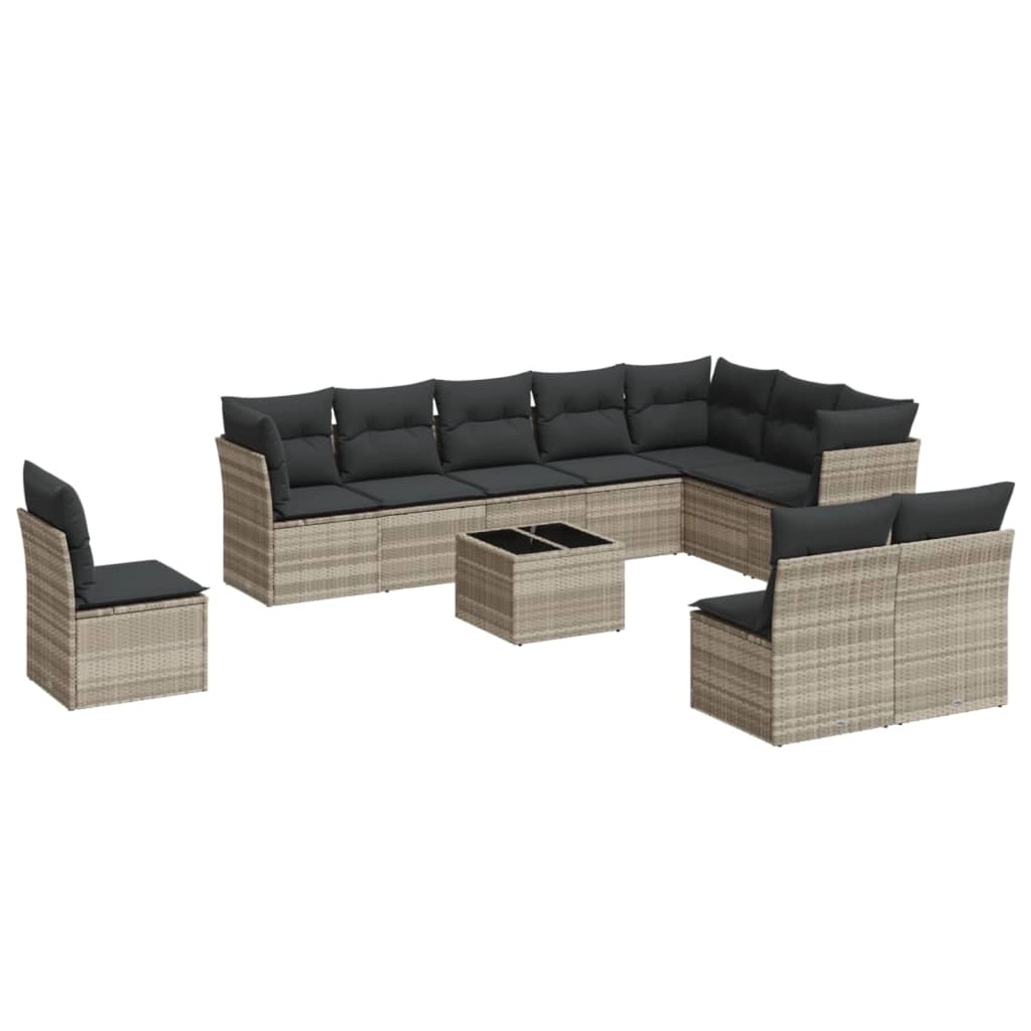 vidaXL 11-Tlg Garten-Sofagarnitur mit Kissen Hellgrau Poly Rattan 3249651 günstig online kaufen