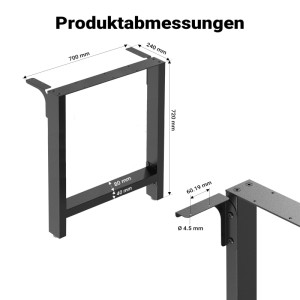 Wiltec Tischbeine Set 70X72Cm Schwarz Pulverbeschichtet Tischkufen Tischgestell