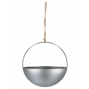 Silberne Boltze Vogelfutterstation Dico aus Edelstahl mit Aufhängung für Gartendekoration.