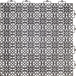 Andiamo Klick-Fliese Schwarz, 38x38cm, 7er Set. Kunststofffliese mit filigranem Muster für Balkon & Terrasse.