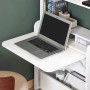 SoBuy Klappbarer Schreibtisch FWT105-W, weiß, mit Laptop und Ablageflächen. Ideal für Homeoffice.