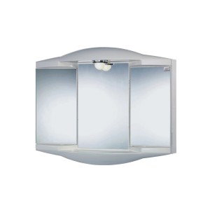 Sieper Spiegelschrank, 62 cm breit, mit drei Spiegeltüren und integrierter Beleuchtung.