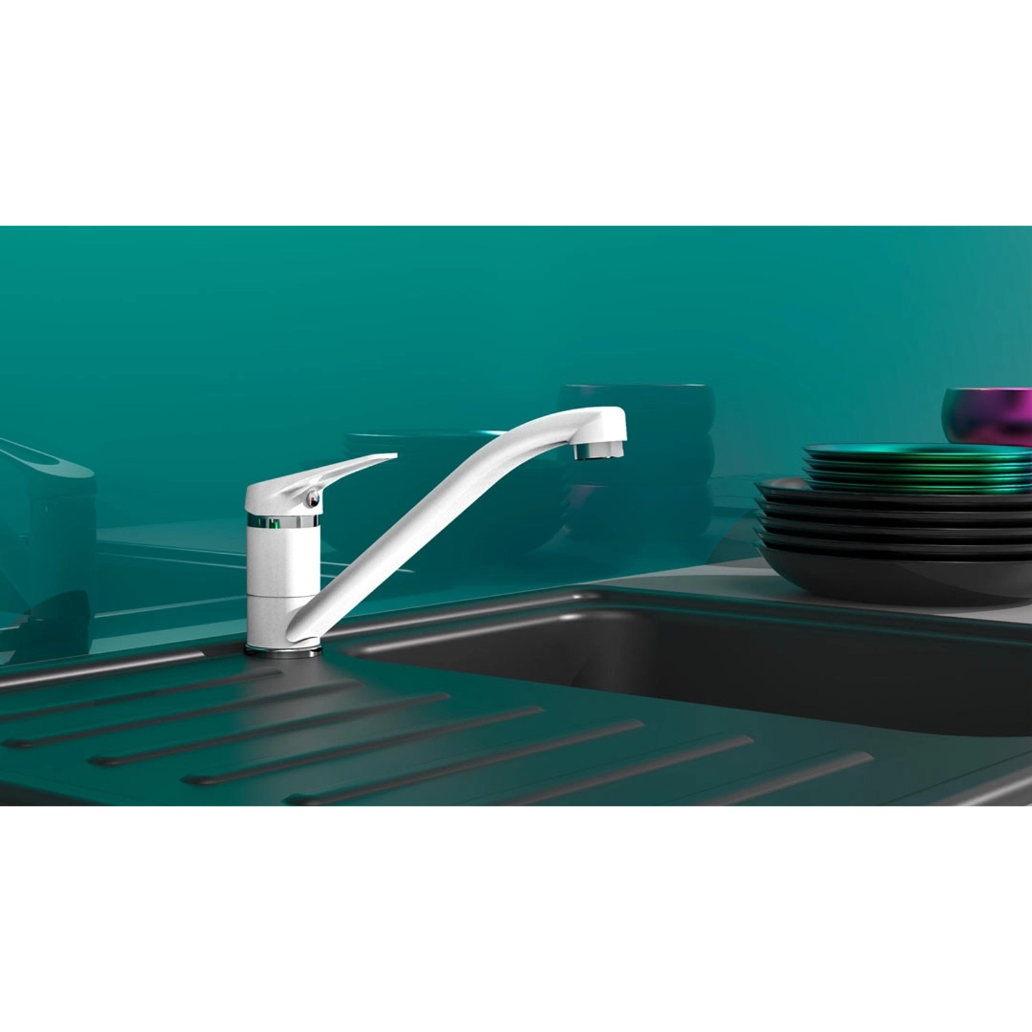Eisl Spültischarmatur Speed, weiß/chrom, Einhebelmischer mit schwenkbarem Auslauf.