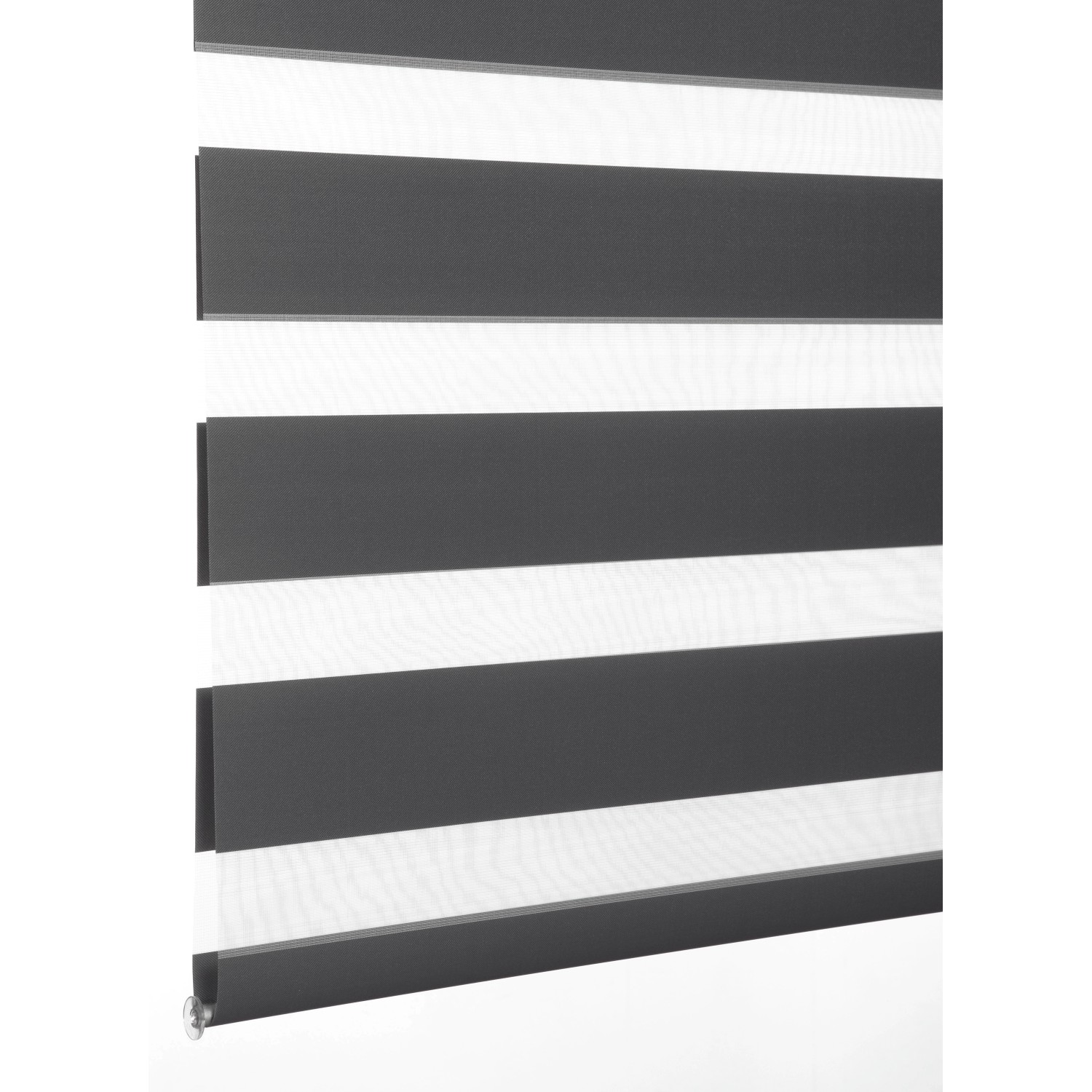 Schöner Wohnen Doppelrollo Tilda, 45x150 cm, grau, mit transparenten und blickdichten Streifen.