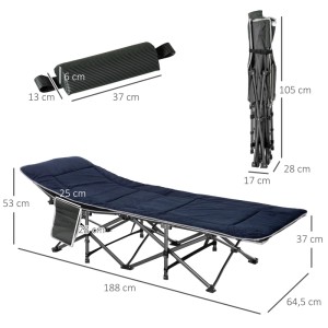 Outsunny Campingbett Stahl Oxfordstoff Dunkelblau Grau 188L x 645B x 53H cm