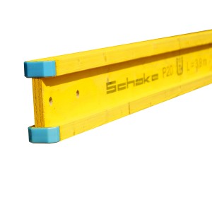 Schake Holzschalungsträger H20, 3.6m, mit blauen Endkappen. Baugerät für Schalungsbau.