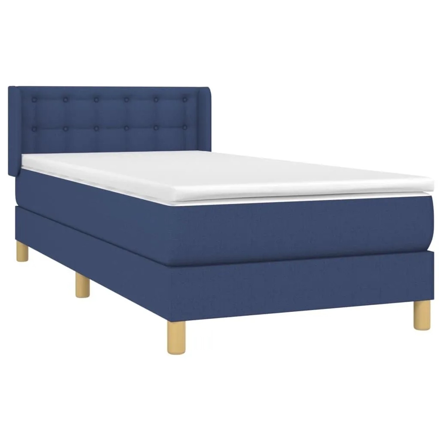 vidaXL Boxspringbett mit Matratze Blau 90x200 cm Stoff 3130567