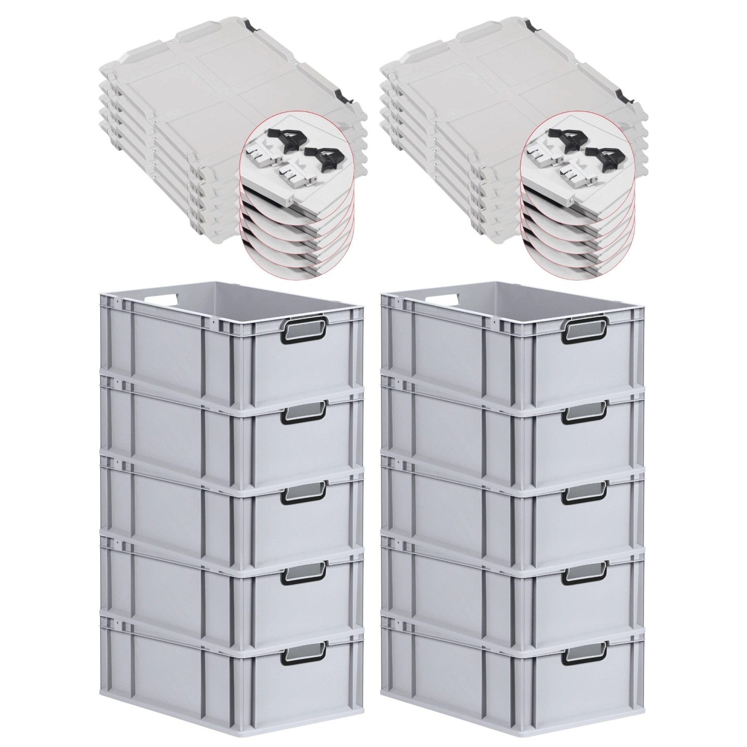 PROREGAL SuperSparSet 10x Eurobox Nextgen Color Mit Scharnierdeckel HxBxT 2 günstig online kaufen
