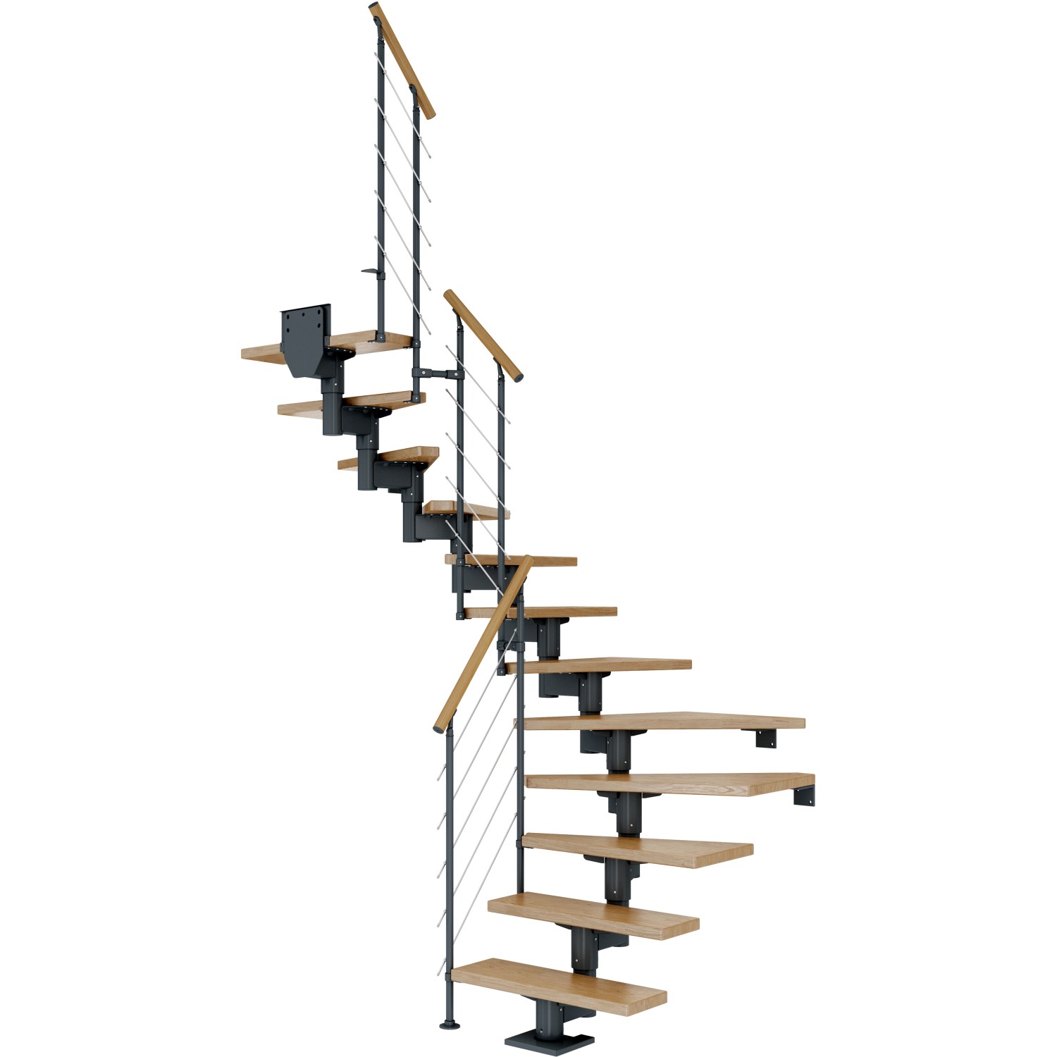 Dolle Mittelholmtreppe Cork Eiche Anthrazit GH b. 270cm 1/2 Gewendelt 75cm FSC®