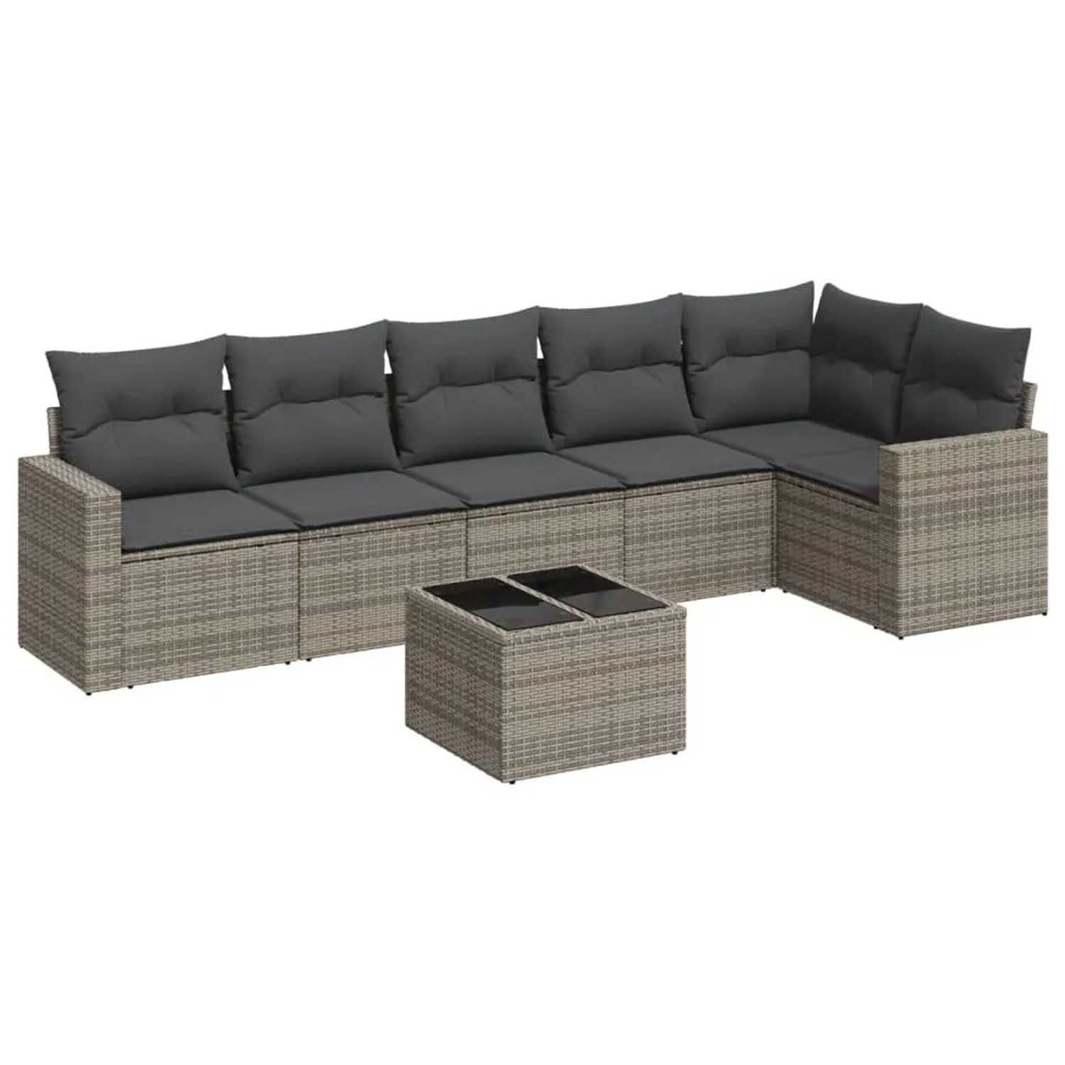 vidaXL 7-Tlg Garten-Sofagarnitur mit Kissen Grau Poly Rattan 3251337 günstig online kaufen